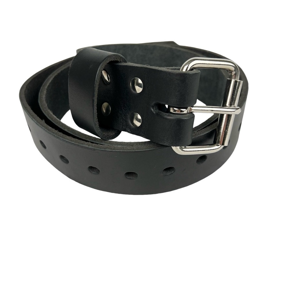 Buckingham Black Leather Utility Belt Double Prong One Size
